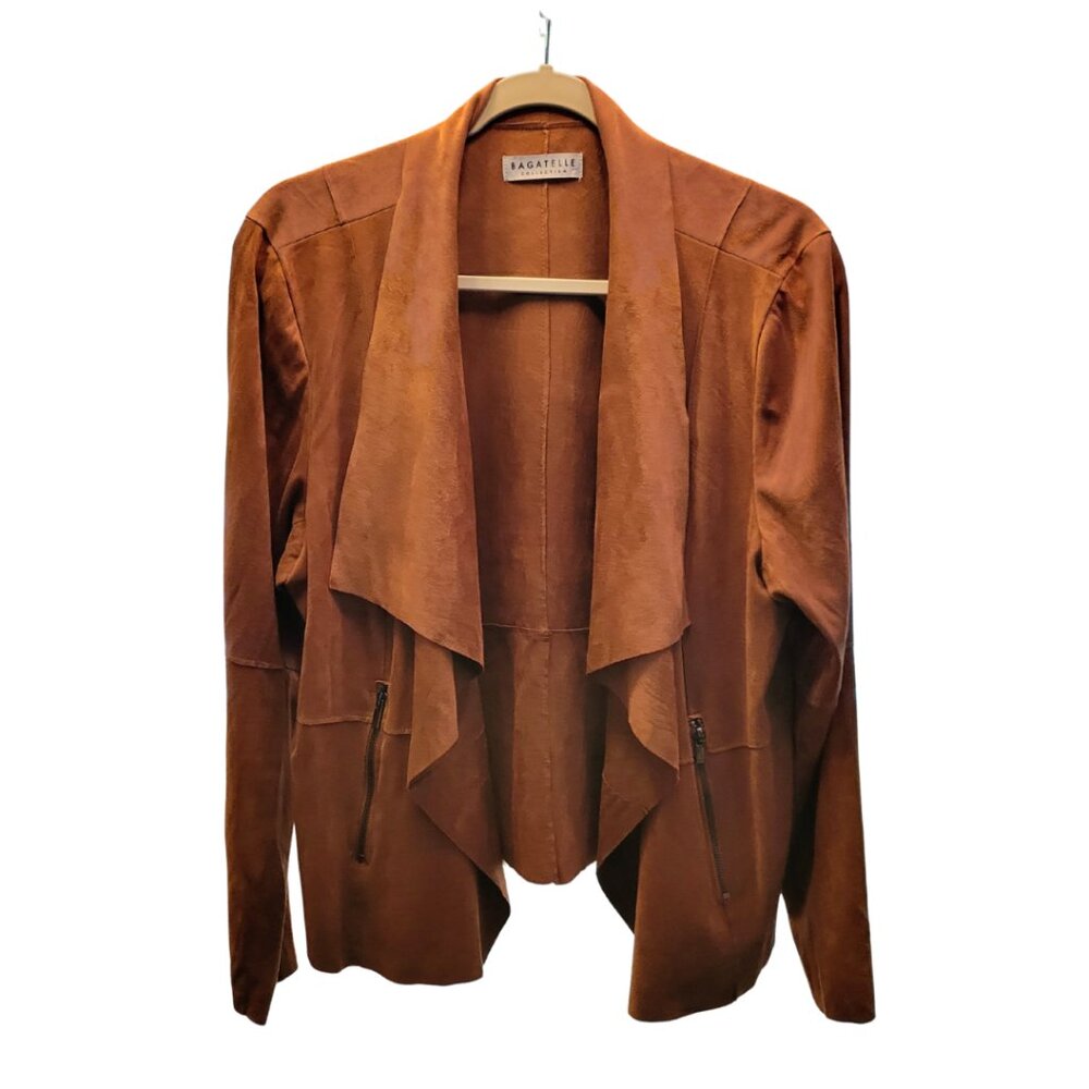 Bagatelle Faux Suede Drape Jacket